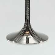 wine champagne flute toasting glass with decorated metal stem