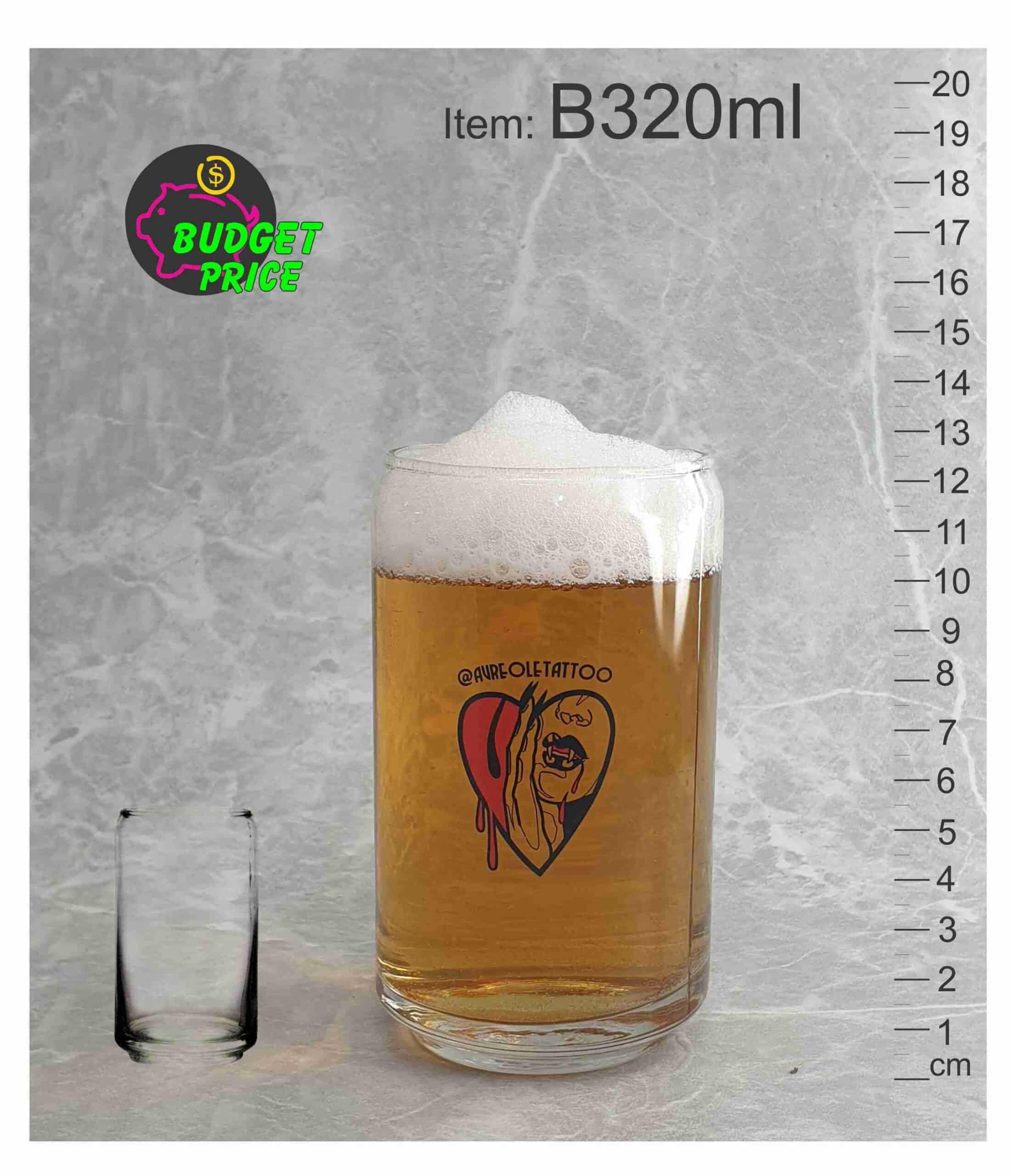 B320 red black printed can shape beer pint middy ten handle schooner cup pot glass 320ml event festival Melbourne Australia abc2000 Buy Online scaled