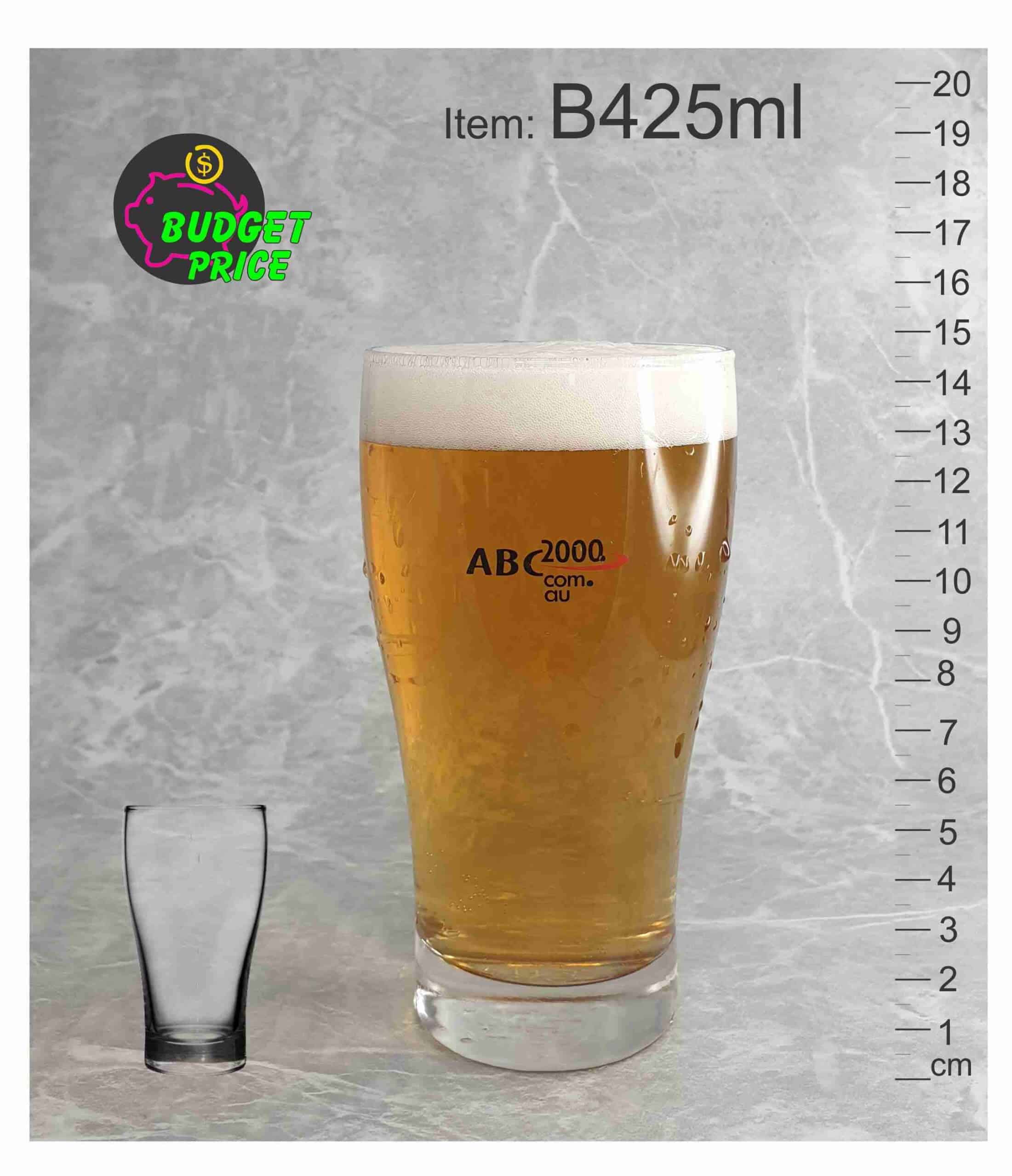 B425 black and red printed conical beer pint middy ten handle schooner cup pot glass 425ml event festival Melbourne Australia abc2000 Buy Online scaled