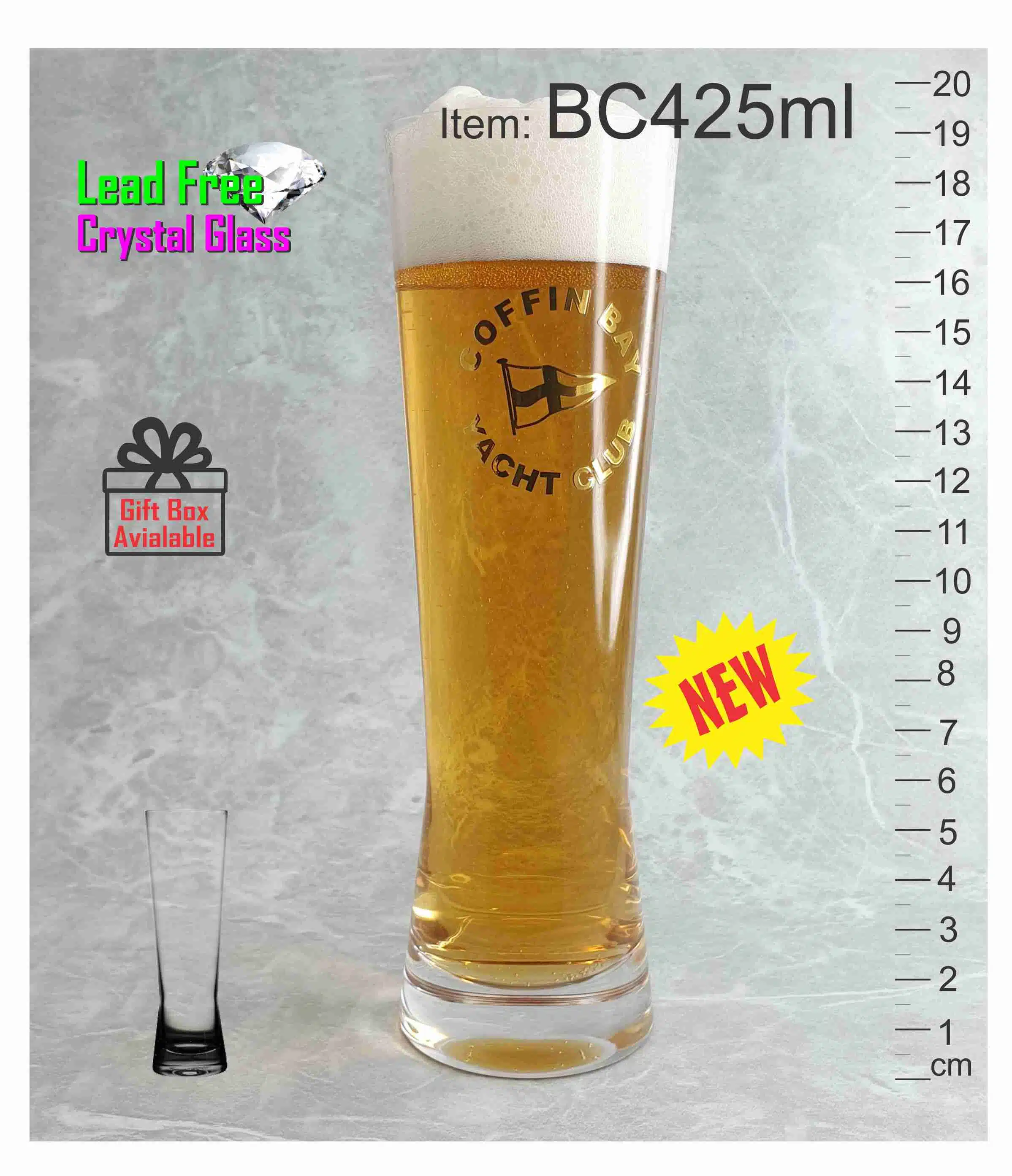 custom gold logo decal printed beer glass cup