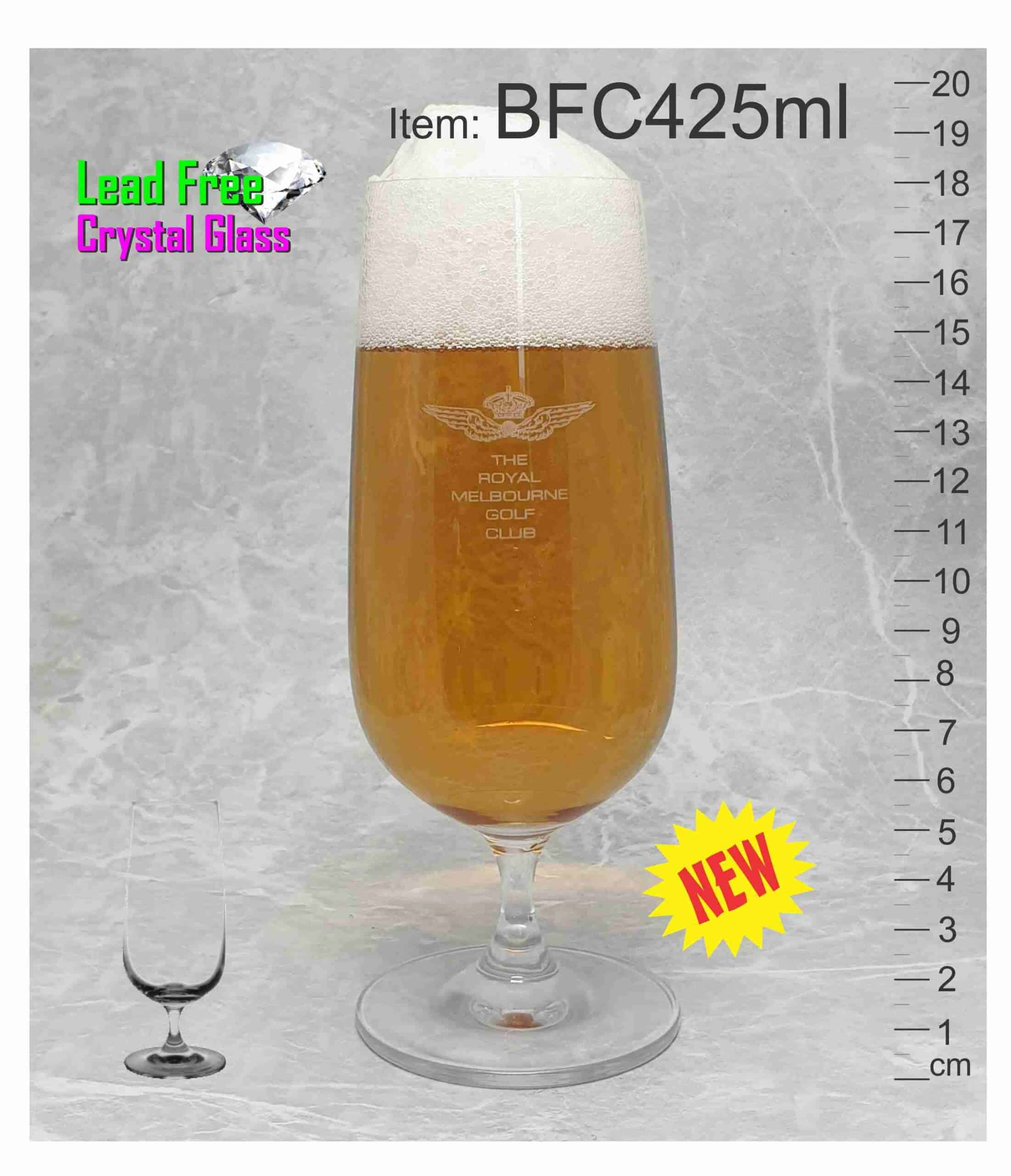 BFC425 crystal black printed conical beer pint middy ten handle schooner tulip goblet footed pilsner cup pot glass 425ml event festival abc2000 scaled