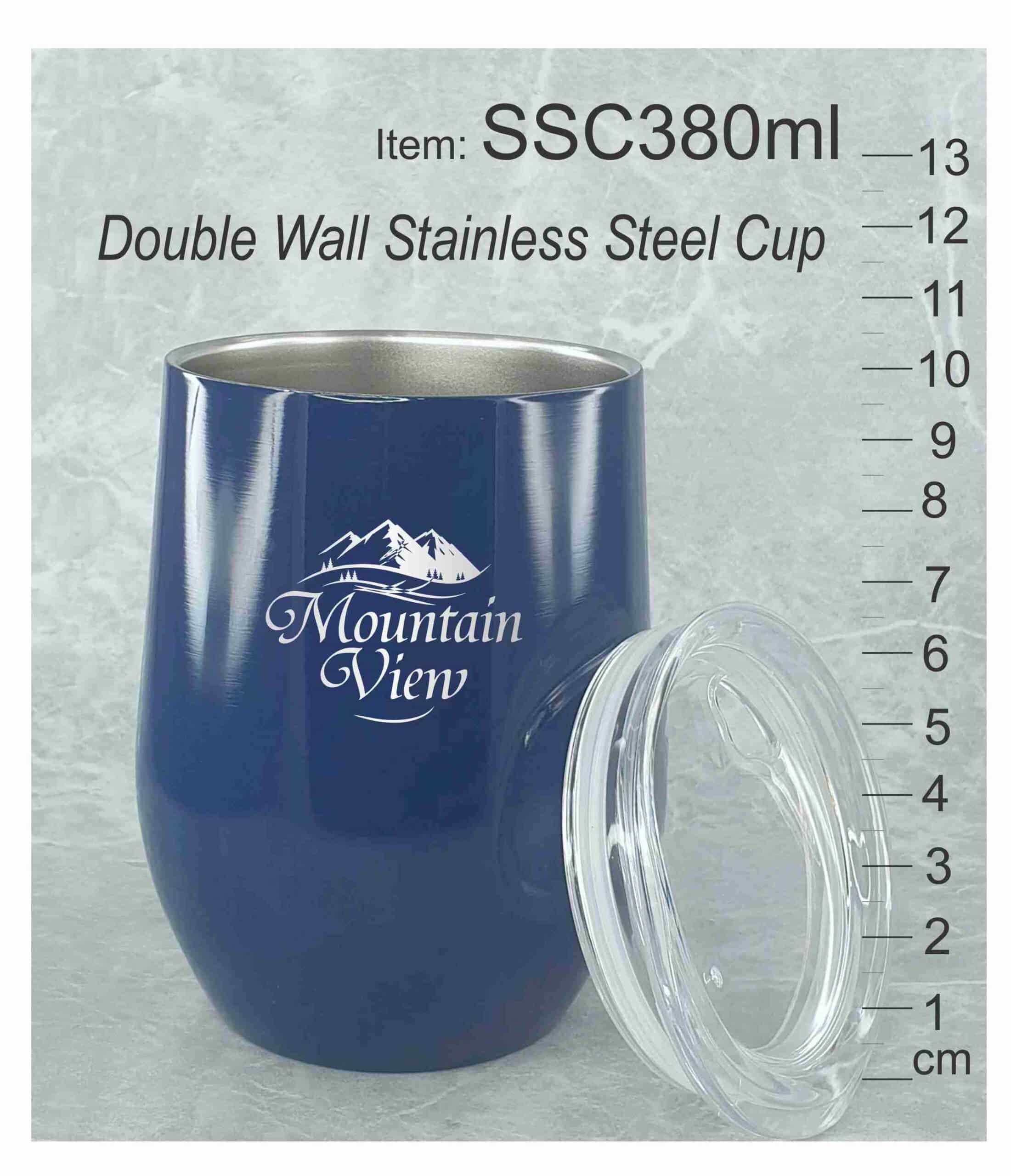 SSC380 custom printed events party thermal insulation double wall stainless steel with lid coffee drinking drink stemless wine glasses cups abc2000 Australia scaled