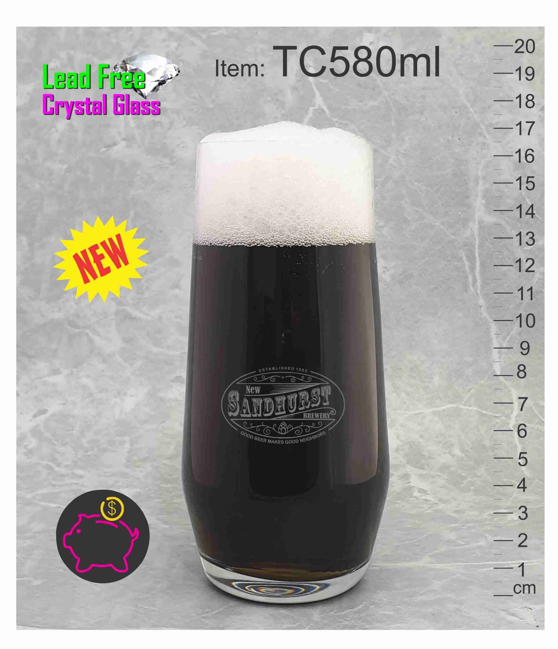 TC580ml laser etched engraved conical beer pint middy schooner cup pot crystal glass event festival Sydney Australia abc2000 scaled