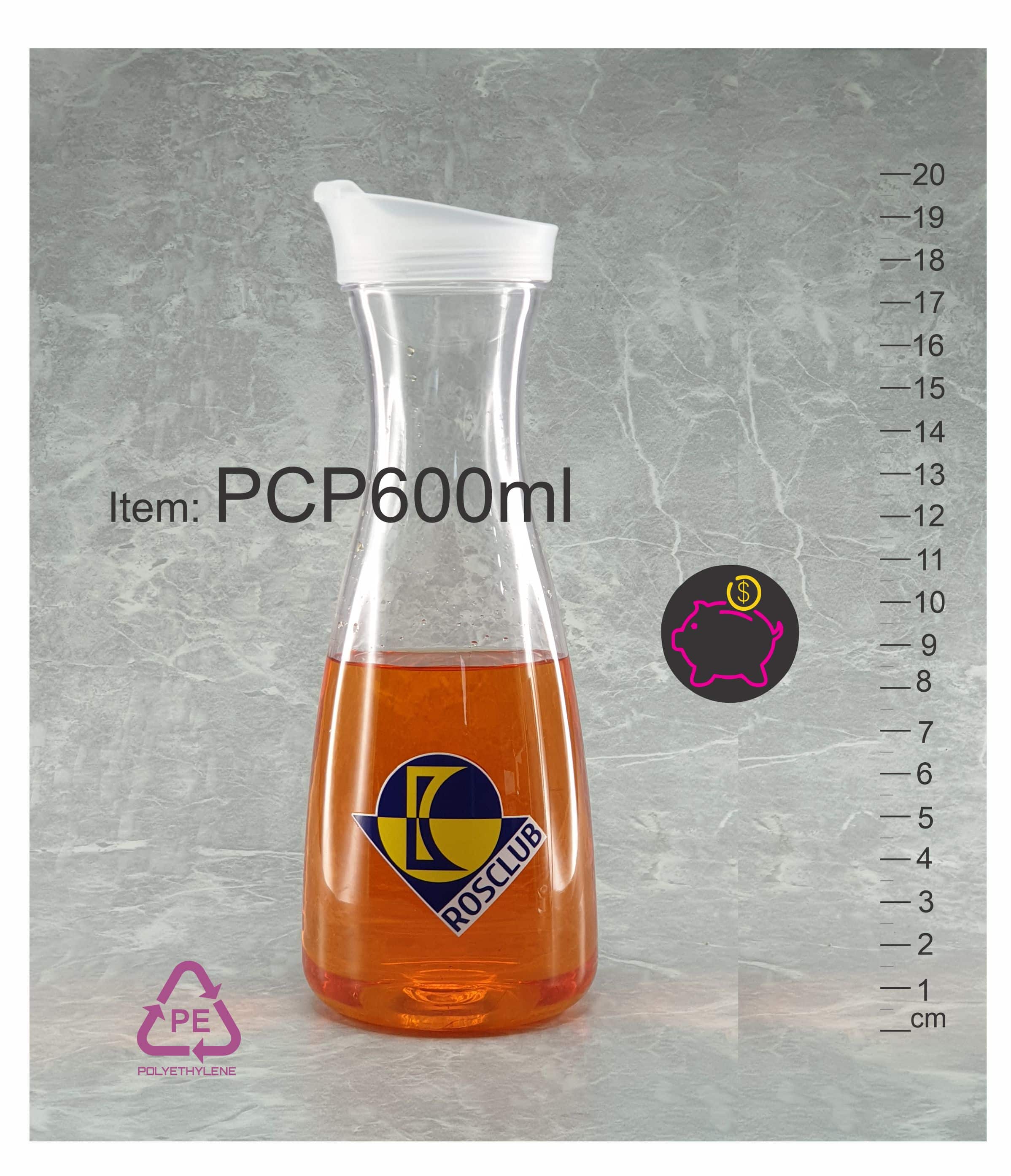 600ml plastic juice carafe Australia BPA free PE pitcher for hospitality and bulk supply