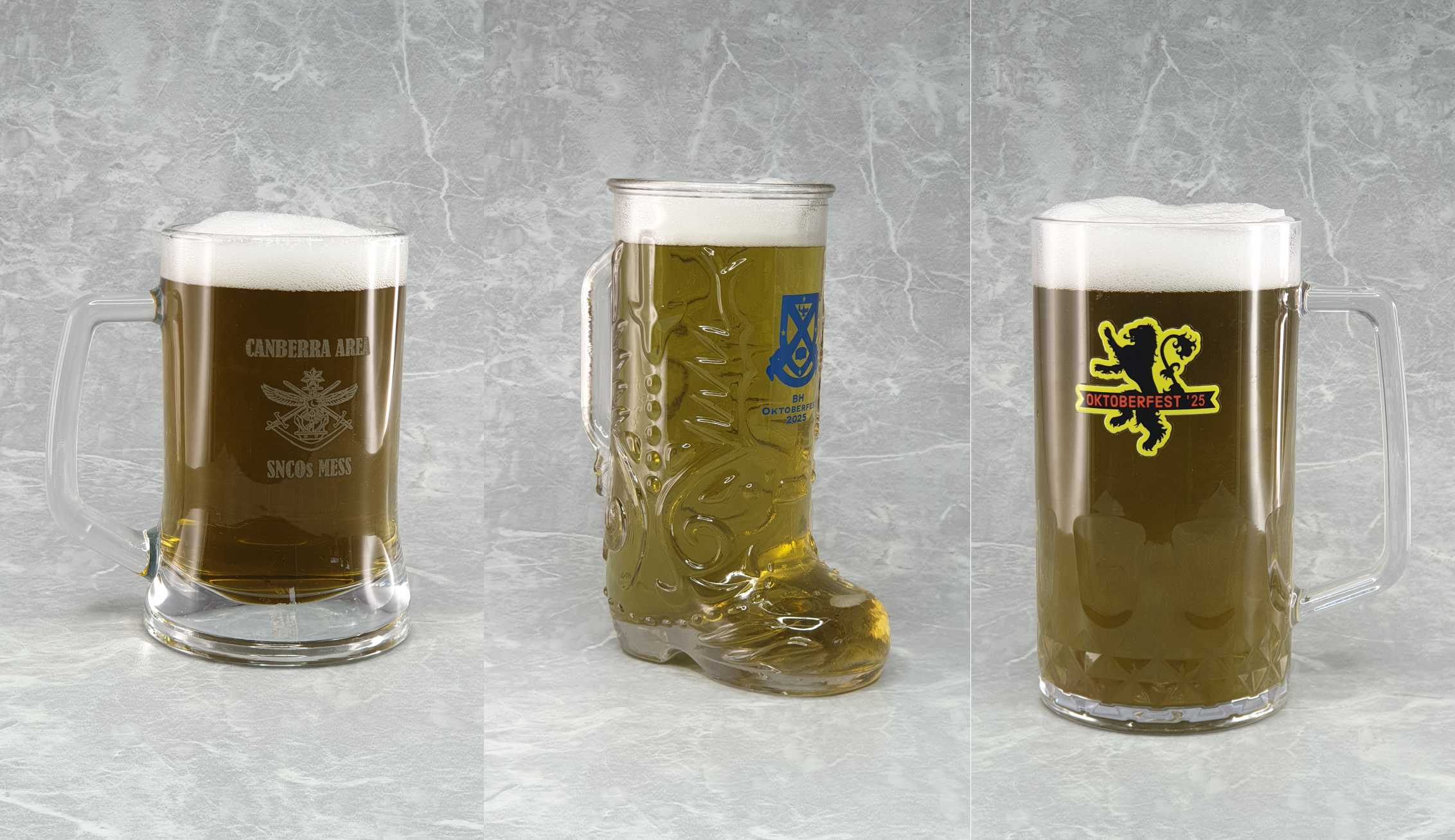 Custom engraved Oktoberfest beer stein with logo