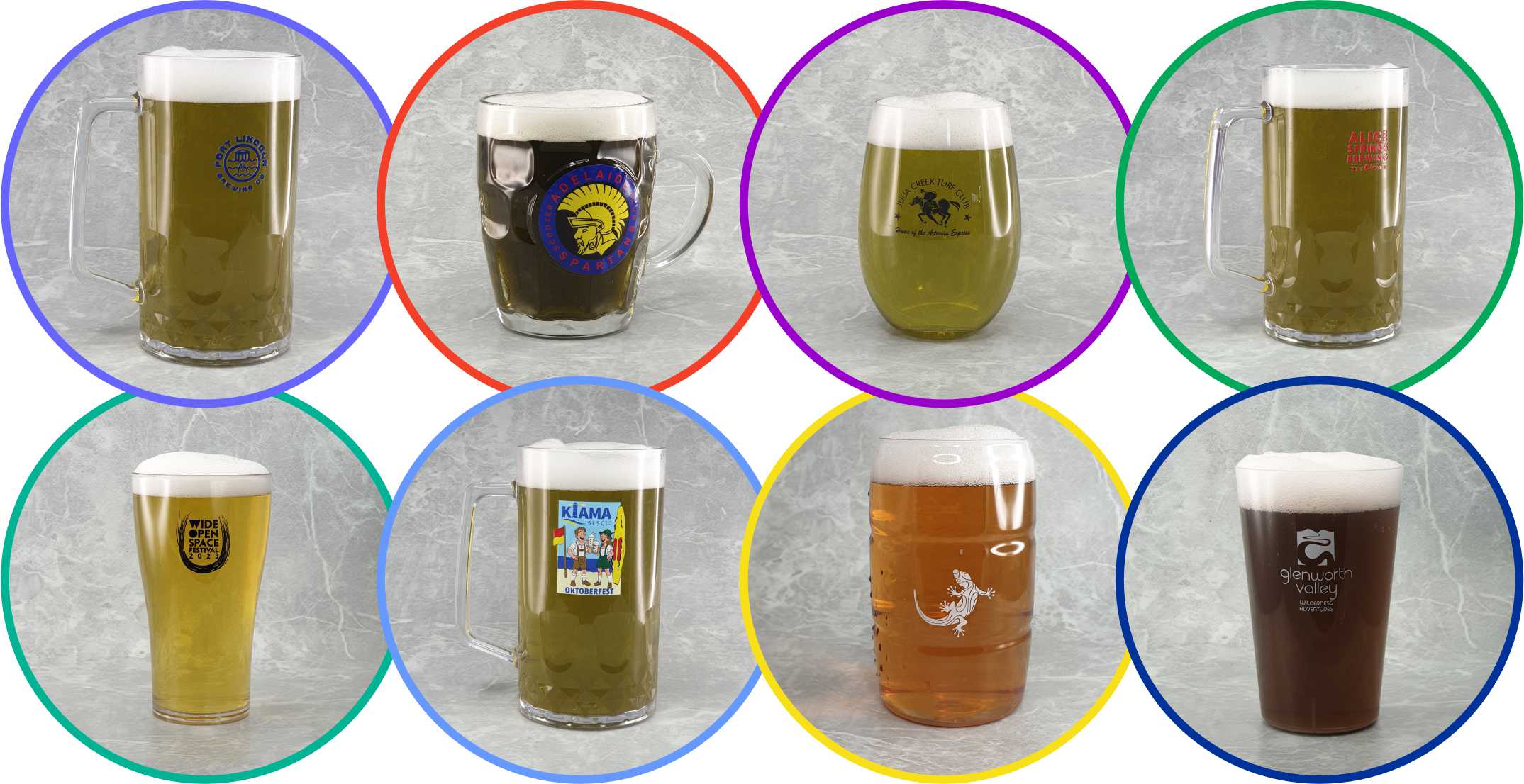 Printed plastic beer cups with logo branding for events